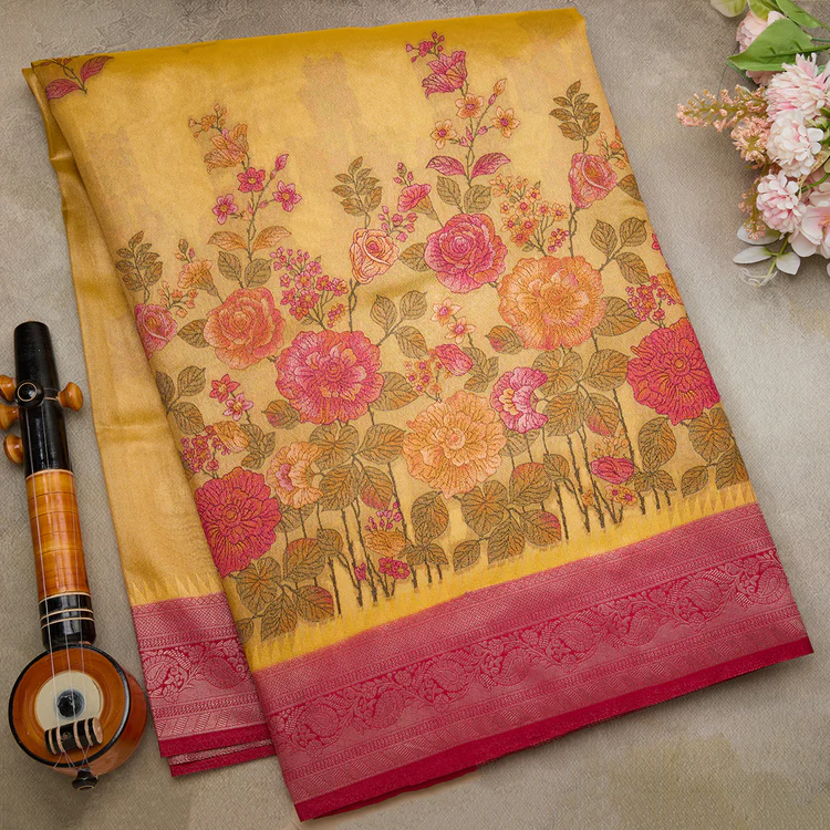 Yellow Organza Tissue Sarees